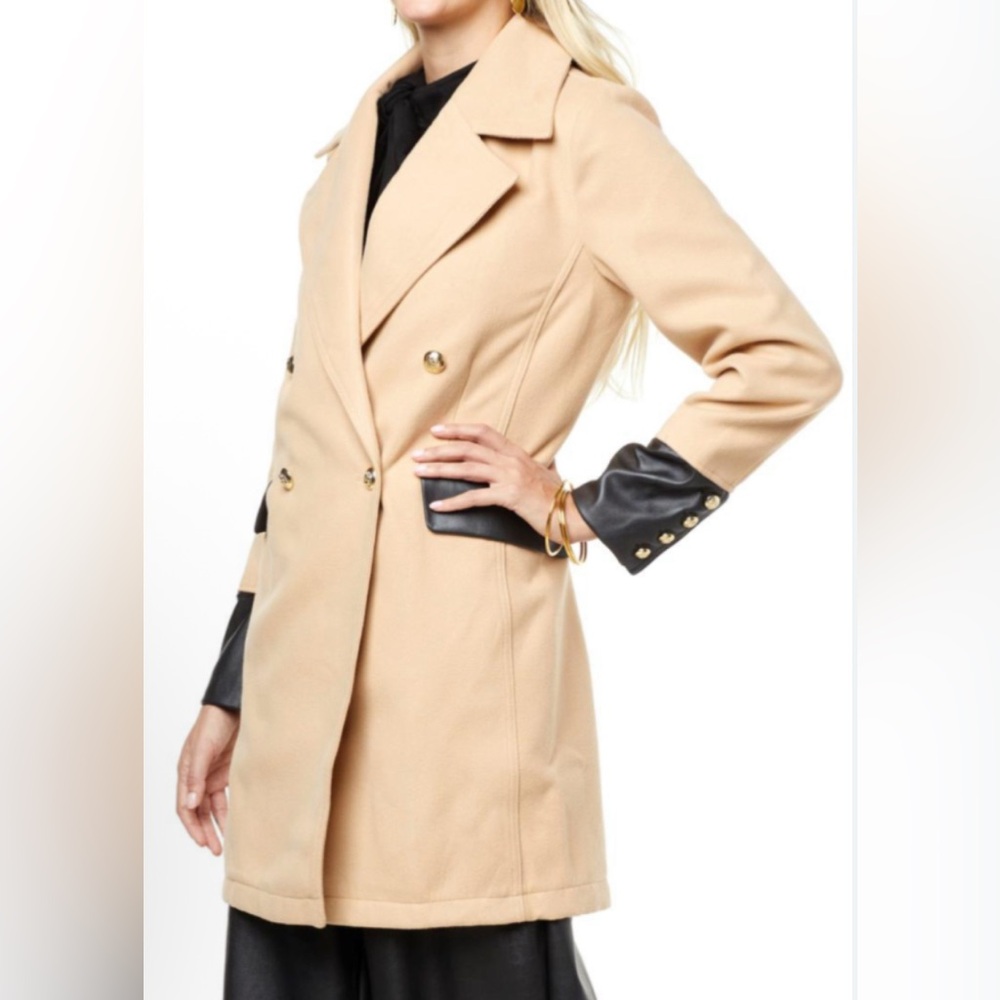 H Halston Women's Tan Double-Breasted Coat - NWT - Size XXL